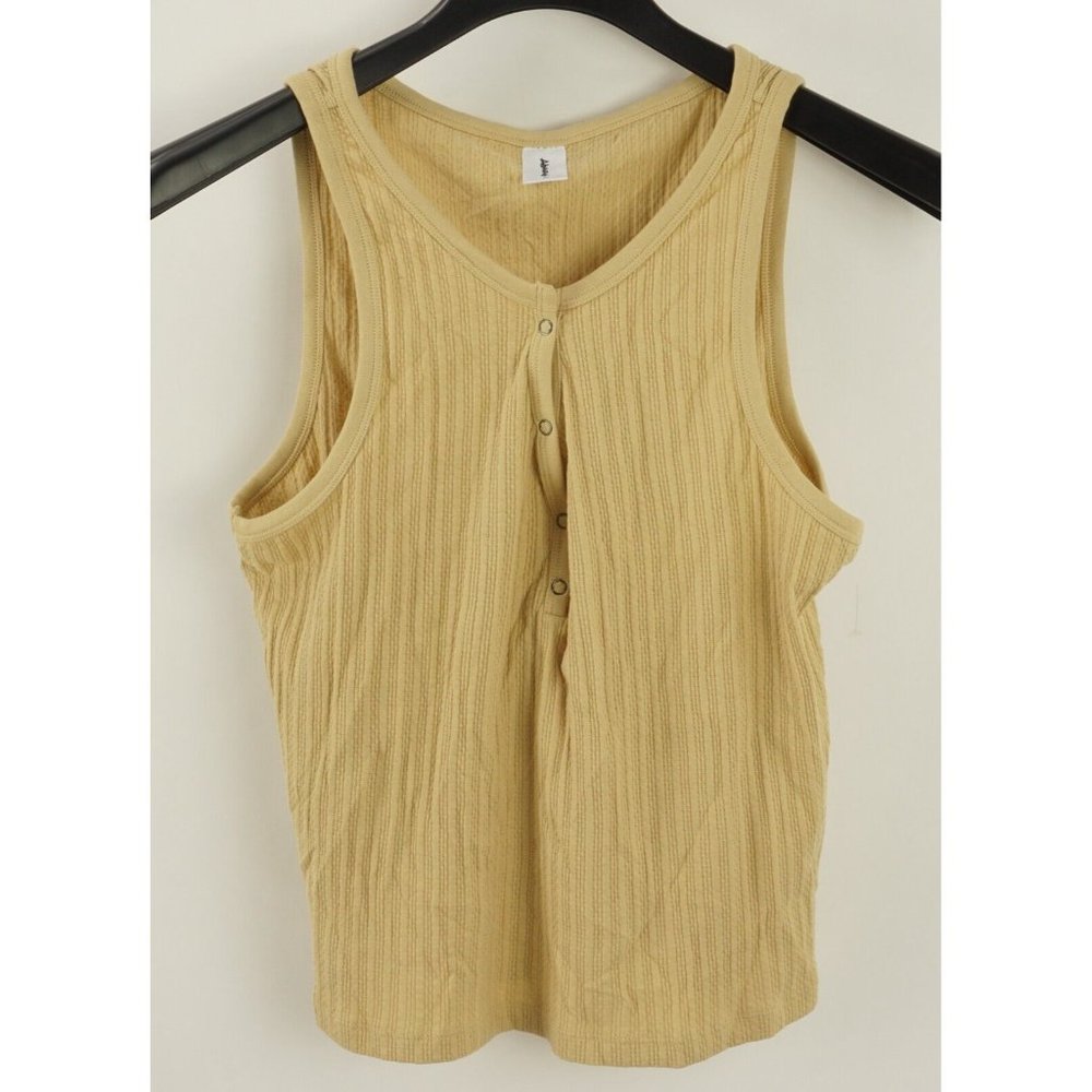 Abound Ribbed Button-Front Tank Top in Mustard